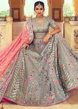 Load image into Gallery viewer, Seal Grey Banarasi Silk Lehenga Choli with Khatli and Heavy Embroidered work
