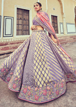 Load image into Gallery viewer, Periwinkle Purple Banarasi Silk Lehenga Choli with Khatli and Heavy Embroidered work