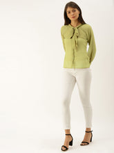 Load image into Gallery viewer, Tie up collar shirt blouse