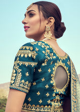 Load image into Gallery viewer, Grey &amp; Blue Banarasi Silk Lehenga Choli with Khatli and Heavy Embroidered work