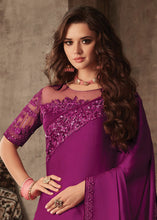 Load image into Gallery viewer, Lollipop Purple Designer Embroidered Silk Saree with Sequence work