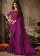 Load image into Gallery viewer, Lollipop Purple Designer Embroidered Silk Saree with Sequence work