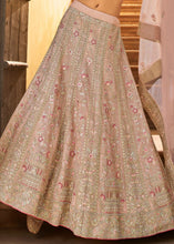 Load image into Gallery viewer, Pastel Peach Pink Organza Lehenga Choli with Zari, Dori, Swarvoski, Thread &amp; Zarkan work