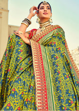 Load image into Gallery viewer, Yellow Green Patan Patola Silk Saree with Mirror, Khatli &amp; Cut-Dana work