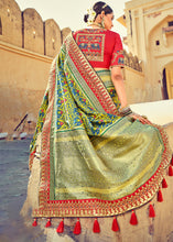 Load image into Gallery viewer, Yellow Green Patan Patola Silk Saree with Mirror, Khatli &amp; Cut-Dana work