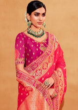 Load image into Gallery viewer, Shades Of Pink Heavy Embroidered Banarasi Silk Saree
