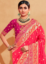 Load image into Gallery viewer, Shades Of Pink Heavy Embroidered Banarasi Silk Saree