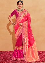 Load image into Gallery viewer, Shades Of Pink Heavy Embroidered Banarasi Silk Saree