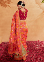 Load image into Gallery viewer, Brown &amp; Red Half N Half Heavy Embroidered Banarasi Silk Saree