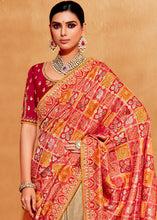 Load image into Gallery viewer, Brown &amp; Red Half N Half Heavy Embroidered Banarasi Silk Saree