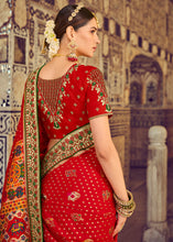 Load image into Gallery viewer, Bridal Red Bandhej  Patola Silk Saree with Mirror, Khatli &amp; Cut-Dana work
