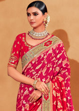 Load image into Gallery viewer, Grey &amp; Pink Half N Half Heavy Embroidered Banarasi Silk Saree