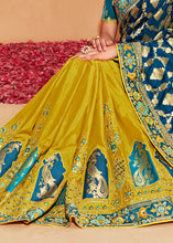 Load image into Gallery viewer, Green &amp; Blue Half N Half Heavy Embroidered Banarasi Silk Saree