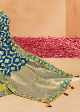 Load image into Gallery viewer, Green &amp; Blue Half N Half Heavy Embroidered Banarasi Silk Saree