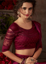 Load image into Gallery viewer, Jam Purple Designer Embroidered Silk Saree with Sequence work