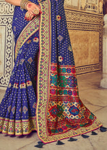 Load image into Gallery viewer, Berry Blue Bandhej Patola Silk Saree with Mirror, Khatli &amp; Cut-Dana work