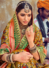 Load image into Gallery viewer, Canary Yellow Patan Patola Silk Saree with Mirror, Khatli &amp; Cut-Dana work