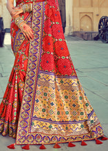Load image into Gallery viewer, Crimson Red Bandhej Patola Silk Saree with Mirror, Khatli &amp; Cut-Dana work