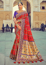 Load image into Gallery viewer, Crimson Red Bandhej Patola Silk Saree with Mirror, Khatli &amp; Cut-Dana work