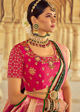 Load image into Gallery viewer, Green &amp; Pink Kanjivaram Silk Saree with Mirror, Khatli &amp; Cut-Dana work