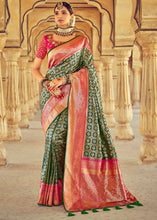 Load image into Gallery viewer, Green &amp; Pink Kanjivaram Silk Saree with Mirror, Khatli &amp; Cut-Dana work
