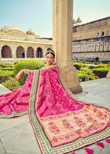 Load image into Gallery viewer, Hot Pink Bandhej Patola Silk Saree with Mirror, Khatli &amp; Cut-Dana work
