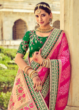 Load image into Gallery viewer, Hot Pink Bandhej Patola Silk Saree with Mirror, Khatli &amp; Cut-Dana work