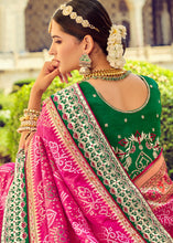 Load image into Gallery viewer, Hot Pink Bandhej Patola Silk Saree with Mirror, Khatli &amp; Cut-Dana work