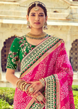 Load image into Gallery viewer, Hot Pink Bandhej Patola Silk Saree with Mirror, Khatli &amp; Cut-Dana work