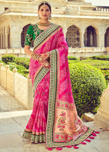 Load image into Gallery viewer, Hot Pink Bandhej Patola Silk Saree with Mirror, Khatli &amp; Cut-Dana work