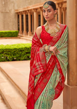 Load image into Gallery viewer, Green &amp; Red Printed Patola Silk Saree with Swaroski Work