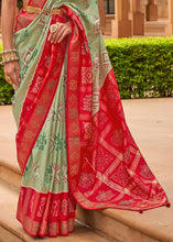 Load image into Gallery viewer, Green &amp; Red Printed Patola Silk Saree with Swaroski Work