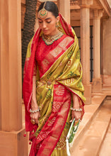 Load image into Gallery viewer, Mustard Yellow Printed Patola Silk Saree with Swaroski Work