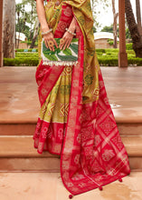 Load image into Gallery viewer, Mustard Yellow Printed Patola Silk Saree with Swaroski Work
