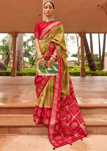 Load image into Gallery viewer, Mustard Yellow Printed Patola Silk Saree with Swaroski Work