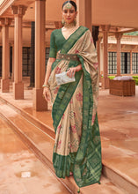 Load image into Gallery viewer, Light Brown &amp; Green Printed Patola Silk Saree with Swaroski Work