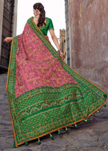 Load image into Gallery viewer, Kobi Pink Banarasi Silk Saree with Mirror, Diamond &amp; Kachhi work