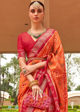 Load image into Gallery viewer, Tangerine Orange Printed Patola Silk Saree with Swaroski Work