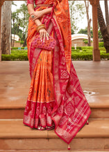 Load image into Gallery viewer, Tangerine Orange Printed Patola Silk Saree with Swaroski Work