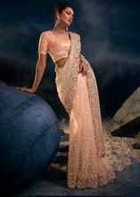 Load image into Gallery viewer, Peach Pink Designer Saree with Thread,Sequence,Crystal,Zarkan work &amp; Imported Fabric Sequence Pallu
