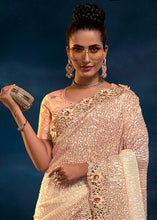 Load image into Gallery viewer, Peach Pink Designer Saree with Thread,Sequence,Crystal,Zarkan work &amp; Imported Fabric Sequence Pallu