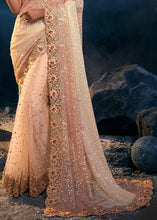 Load image into Gallery viewer, Peach Pink Designer Saree with Thread,Sequence,Crystal,Zarkan work &amp; Imported Fabric Sequence Pallu