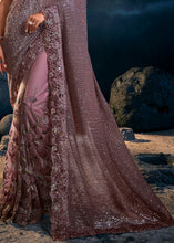 Load image into Gallery viewer, Lilac Purple Digital Net Saree with Thread,Sequence, Zarkan, Moti &amp; All Over Flower Applique work &amp; Imported Fabric Sequence Pallu