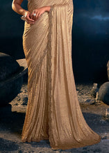 Load image into Gallery viewer, Chiku Brown Designer Imported Fabric Saree with Cut Dana ,Moti, Zarkan &amp; Crystal work