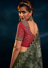 Load image into Gallery viewer, Lilac Purple Digital Net Saree with Thread,Sequence, Zarkan, Moti &amp; All Over Flower Applique work &amp; Imported Fabric Sequence Pallu