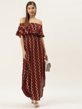 Load image into Gallery viewer, Off shoulder Flare yoke and U hem maxi dress