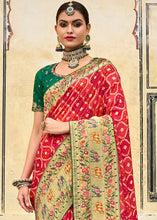 Load image into Gallery viewer, Shades Of Red Woven Patola Printed Dola Silk Saree with Heavy Embroidered Blouse