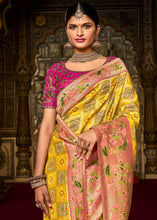 Load image into Gallery viewer, Cadmium Yellow Woven Patola Printed Dola Silk Saree with Heavy Embroidered Blouse