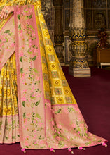 Load image into Gallery viewer, Cadmium Yellow Woven Patola Printed Dola Silk Saree with Heavy Embroidered Blouse