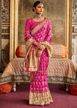 Load image into Gallery viewer, Shades Of Pink Woven Patola Printed Dola Silk Saree with Heavy Embroidered Blouse
